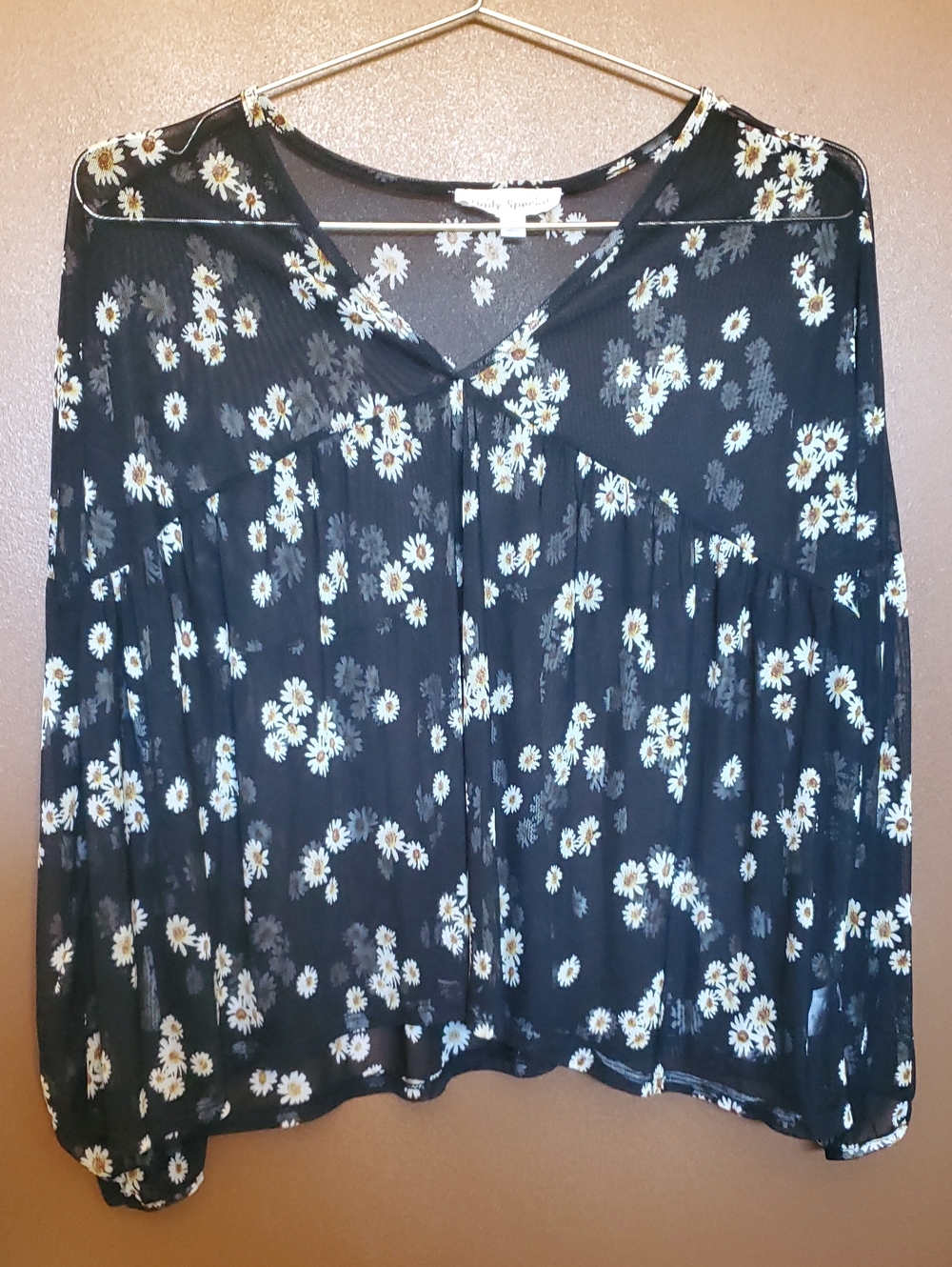 Black Long Sleeve Top Daosy Print